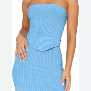 Amazon 2 piece stretch tube knit bodycon crop top & skirt small